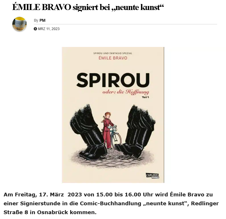 Émile Bravo signiert bei "neunte kunst"
